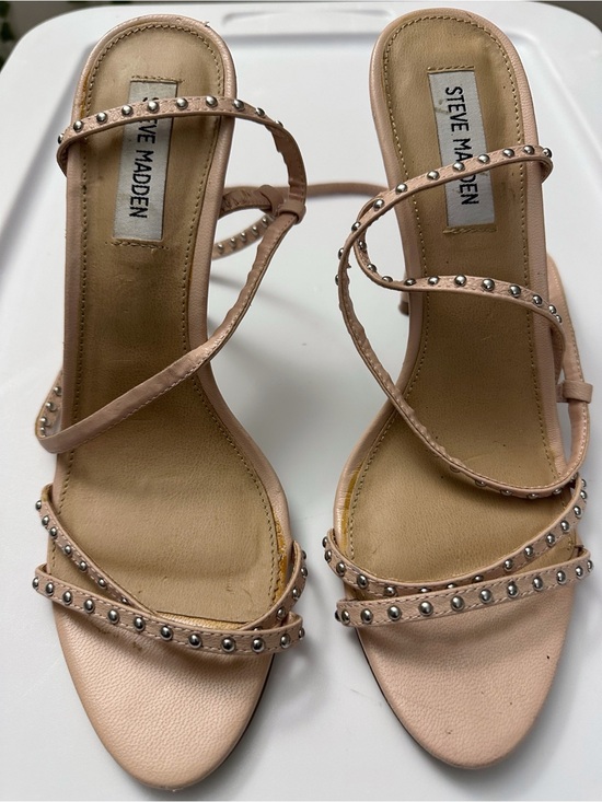 Steve Madden Shoes - Steve Madden Leather Nude Blush Pink Studded Strappy Heels Chic Y2K